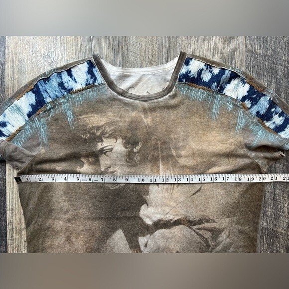 Verdette Premium Collection Cotton T Shirt with Yarn Denim Features Size Medium - Picture 13 of 14